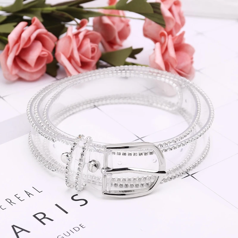 

Fashion Women Transparent Waist Belt Rhinestone Decoration Streetwear Casual New