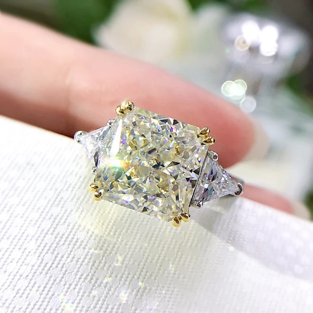 Gold Color Created Moissanite Gemstone Wedding Engagement Ring For Women 5