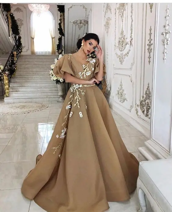 Женское вечернее платье-трапеция Элегантное Длинное платье цвета шампанского с