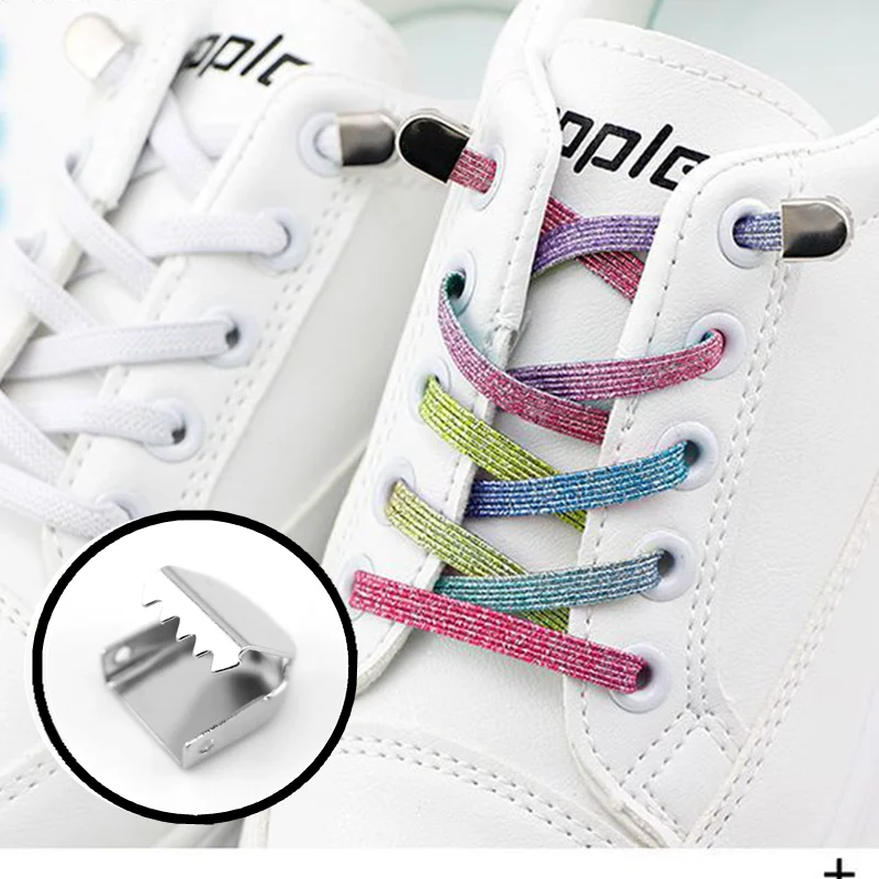 

Unisex Lazy LacesElastic Flats Shoelace Locking Shoelace Candy color No Tie Shoe laces Sneakers Quick Safety Kids and AdultLaces