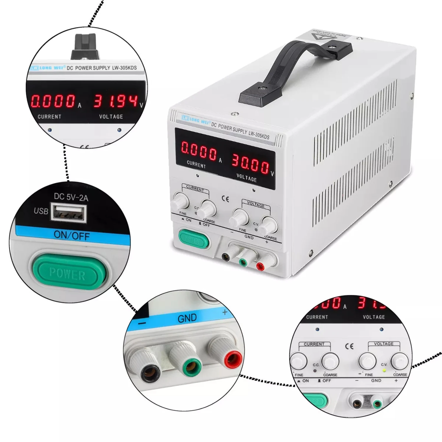 LONG WEI LW305KDS 110V/220V для детей на возраст от 0 до 30V 5A регулируемый светодиодный