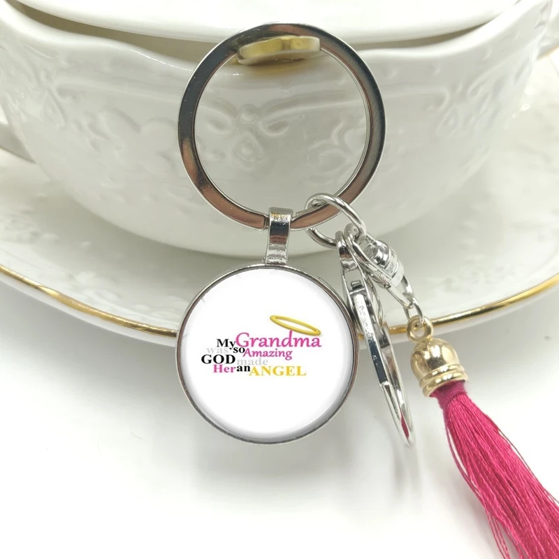 Лидер продаж! Новинка 2019 кольцо для ключей с ангелом и бабушкой стеклянный