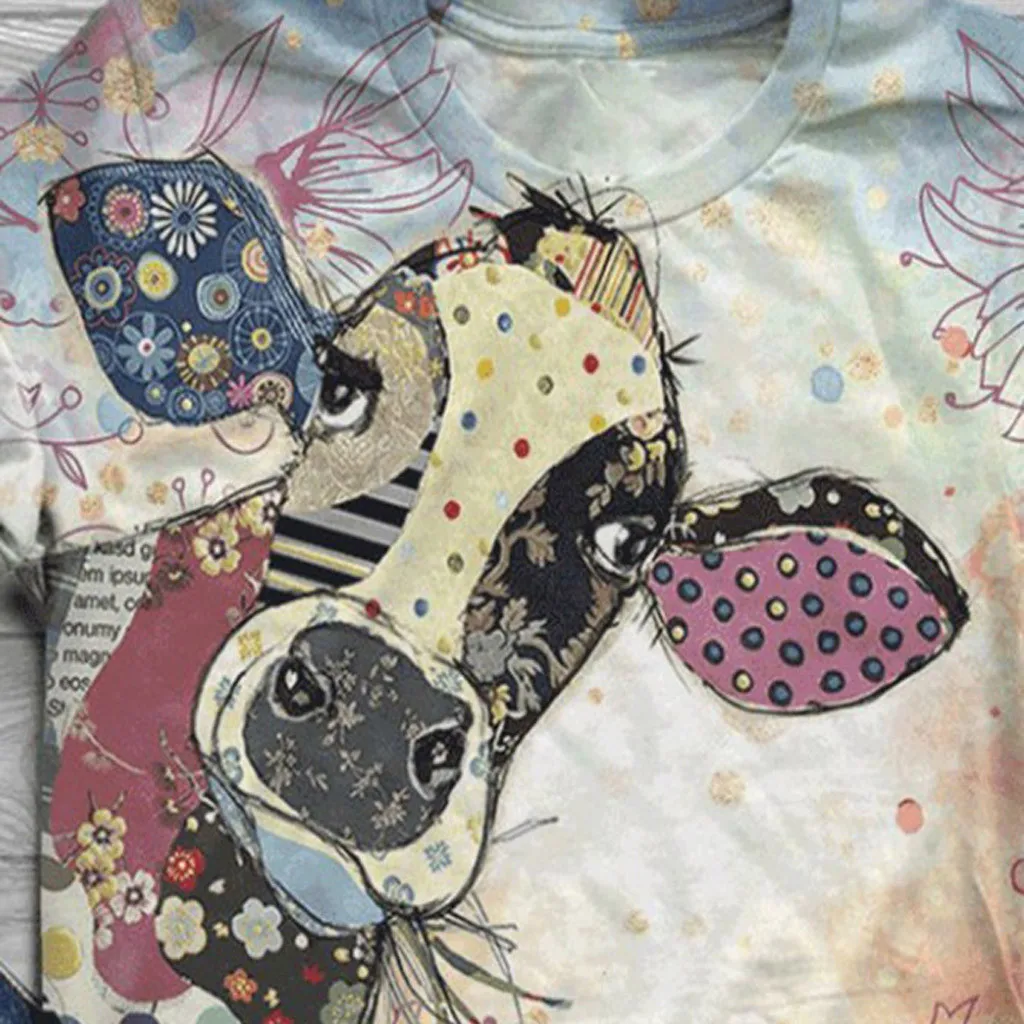 

T-shirt Blusas T-shirty Harajuku Tshirt Women Plus Size Short Sleeve 3d Animal Printed O-neck Tops Tee