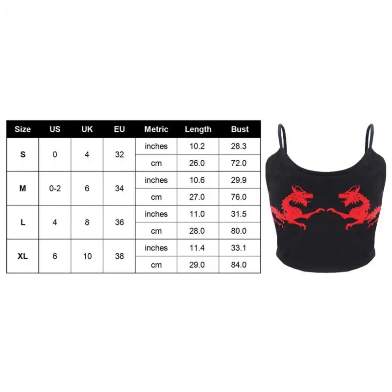 

2020 Summer Sexy Crop Tops For Women Straps Sleeveless Pattern Dragon Fitness Tight Tank Tops Cropped Feminino New