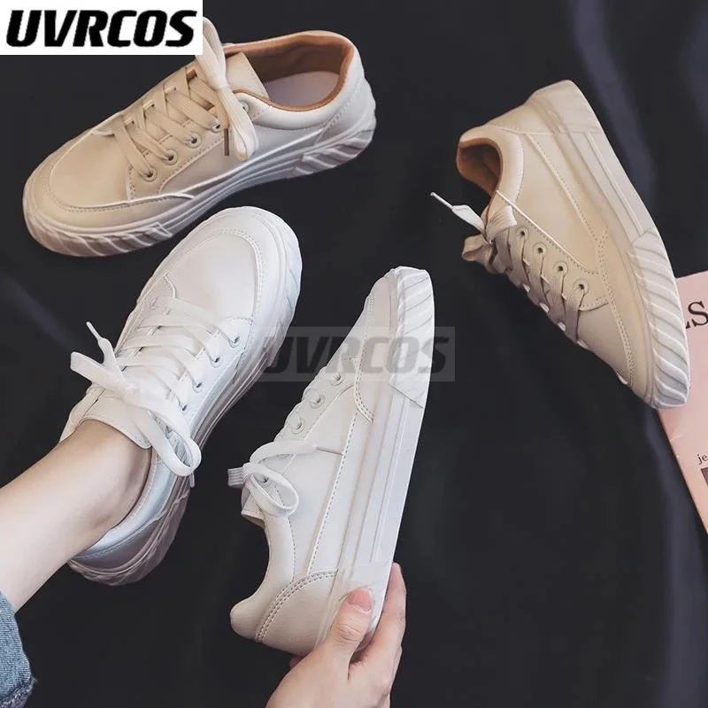 Прошитые Белые женские кроссовки Женская Вулканизированная спортивная обувь на