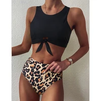 high waist bikini leopard swimsuit women bikini 2021 floral swimsuit print high neck bikini push up swimwear snake bathing suit