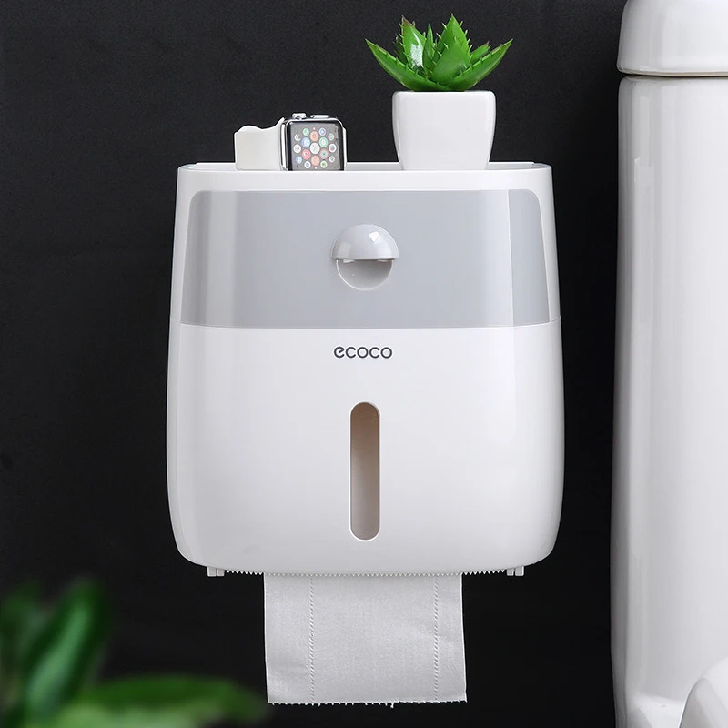 

Bathroom Tissue Holder Wall Mounted Toilet Paper Box Waterproof Roll paper Storage Rack Double Layer Organizer Shelf With Drawer