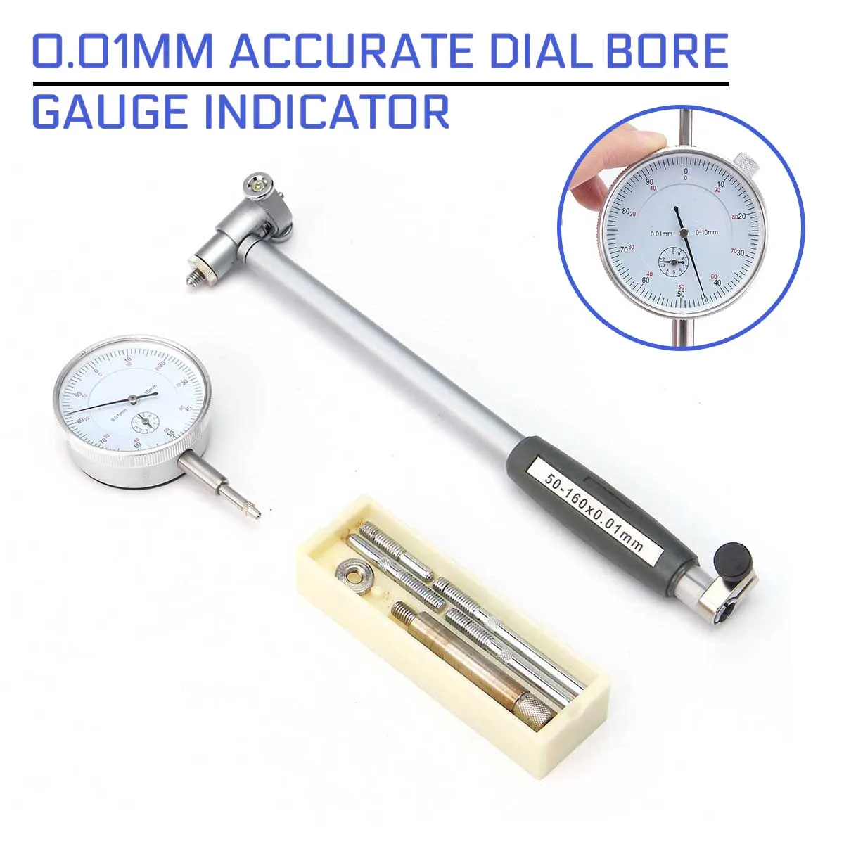 

0.01mm Accurate Dial Bore Gauge Indicator 50-160mm Engine Cylinder Micrometer Measuring Tools Test Set