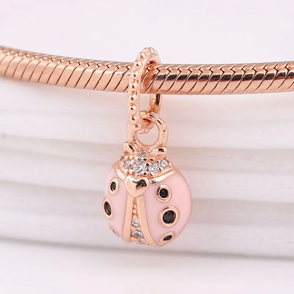 S925 DIY Ювелирные изделия Смешанная эмаль Роза Божья коровка с кристаллами