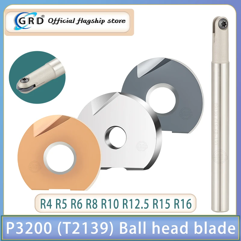 

P3200 high quality semi-circular ball insert D8 D10 D12 carbide milling insert t2139 ball head insert R4 R5 R6 R8 insert