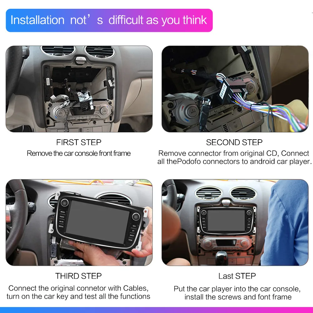 2Din Android 9,0 автомобильный Радио мультимедийный плеер для Ford Focus S-Max Mondeo 9 Galaxy C-Max II Kuga gps навигация 2G ram