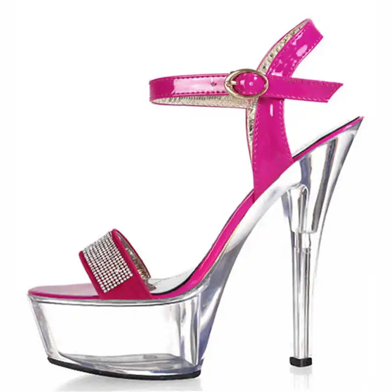 

2021 new 17cm high water table nightclub crystal sandals Rhinestone decoration high slim heel nightclub crystal wedding shoes