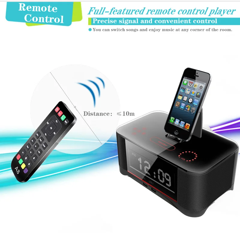 A8 lcd цифровой fm-радио будильник NFC bluetooth динамик пульт дистанционного управления для iphone 6 7 8 X для iphone 6s 7 8 plus для samsung