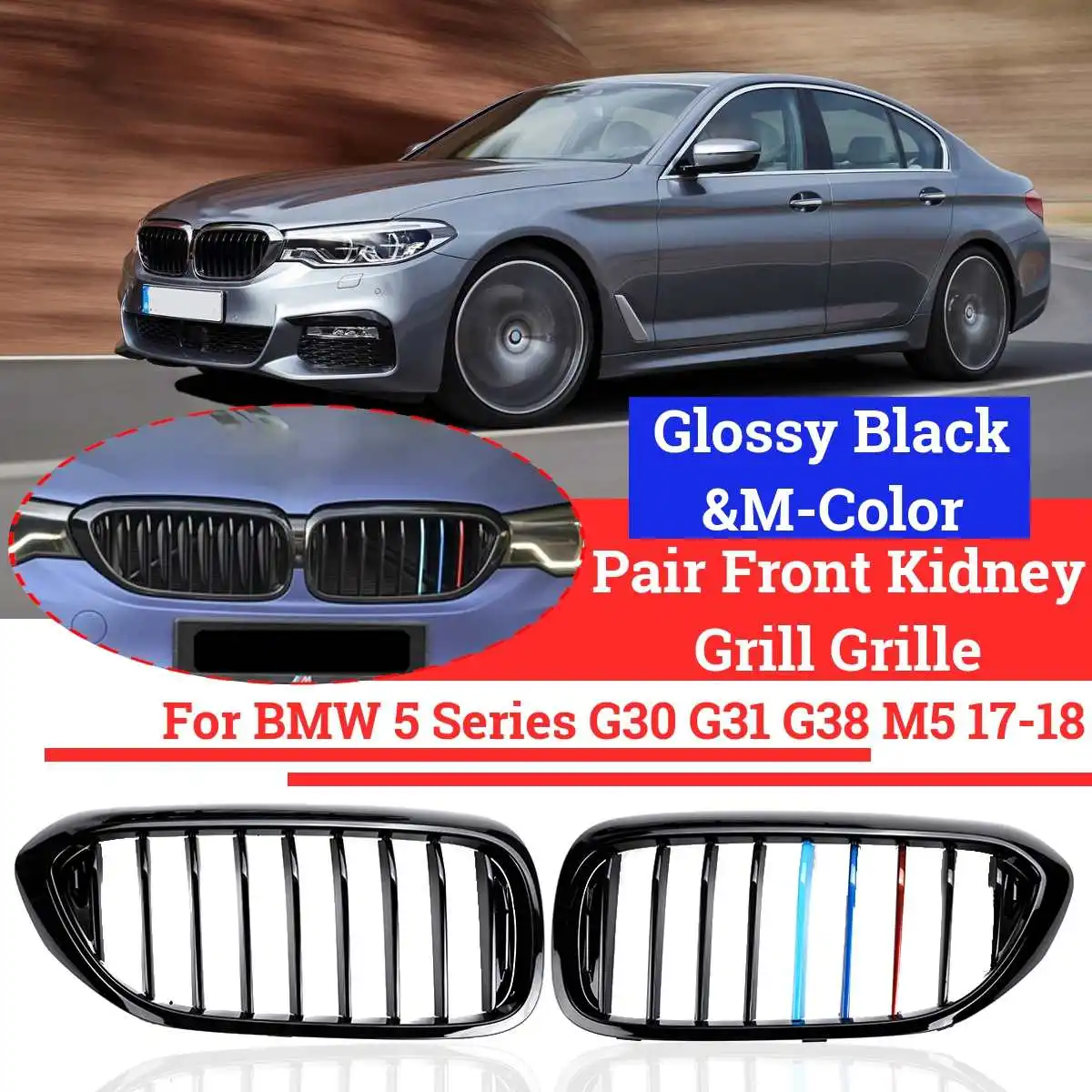 

Пара Передняя решетка радиатора для BMW 5 серии G30 G31 G38 2017-2018 глянцевый черный Передний Бампер решетка радиатора автомобиля передняя решетка