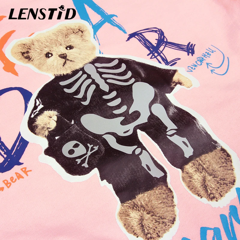 Мужские пуловеры LENSTID в стиле хип-хоп толстовки с принтом медведя черепа