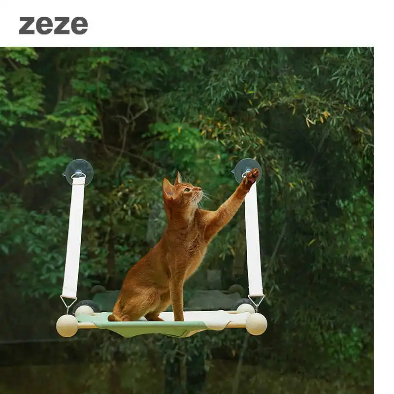 

Hot Sale Solid Wood Cat mat bed Hammock Suction Cup Wall Mounted Nest Cat Swing Cat Nest Summer Hanging Window Sun Pet Products