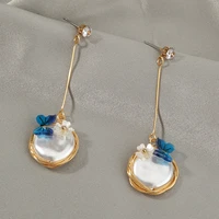 korean blue butterfly earring retro imitation pearl earrings fashion long statement wings earrings trinkets jewelry