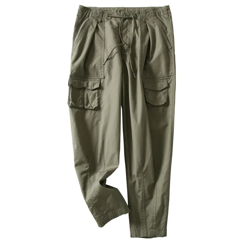 

Casual Pant Solid Color Mid-Waist Men's Trousers 2021 Spring Fall Summer New Trend Multi-Pocket Cargo Trousers Feet Pants