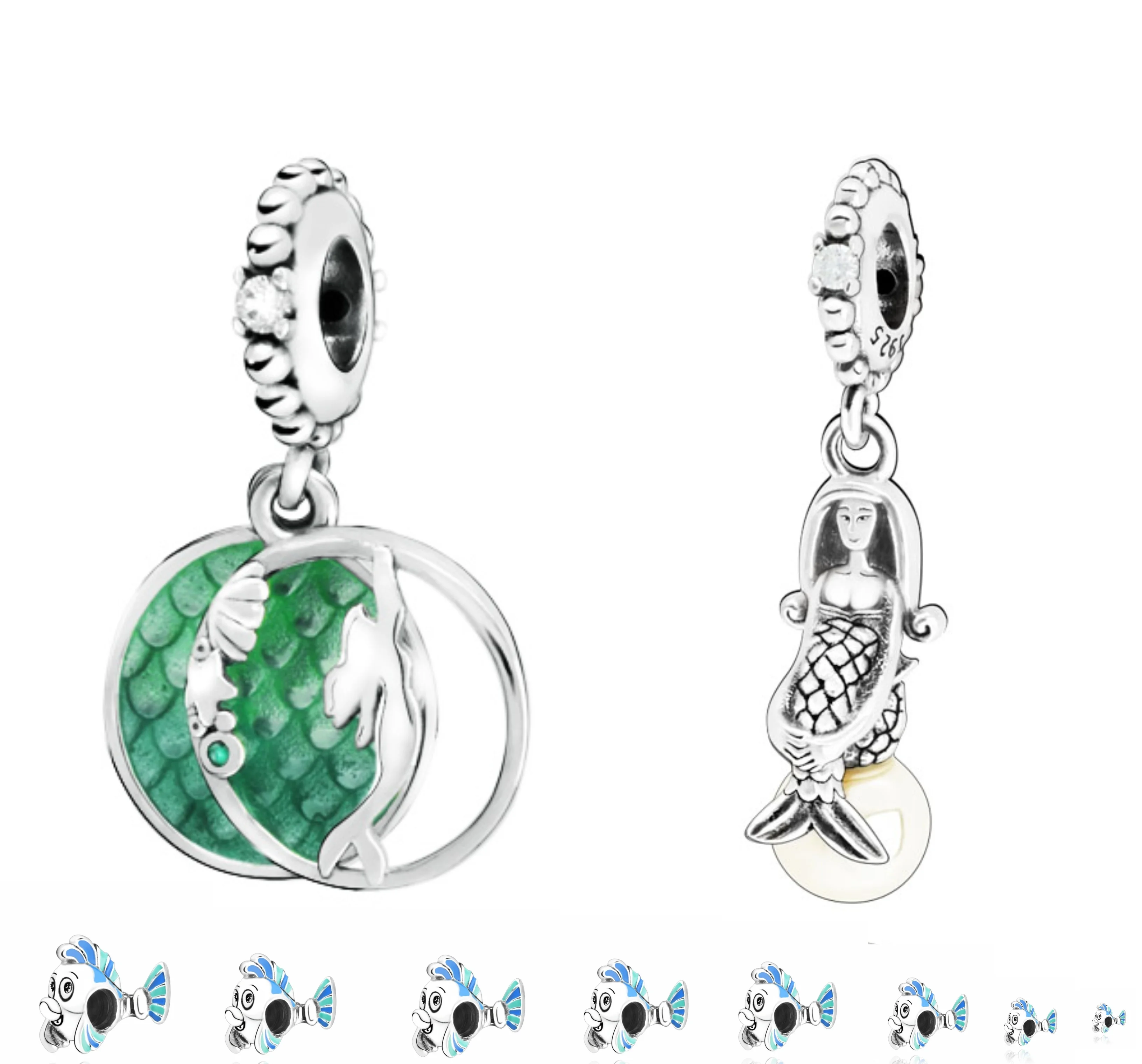 Маленькая Русалочка камбала Шарм Ариэль Висячие 2019 Аутентичные 925 пробы