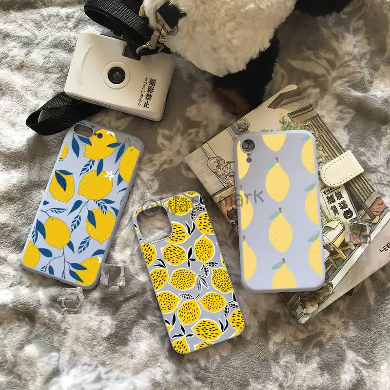 

Summer Fruit Lemon Phone Case For IPhone 12 11 Pro Max Xs 6 6s 7 8 Plus Xr X Light Blue Candy Colors Cover
