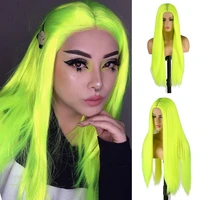 colorful cosplay silky straight wig with baby hair synthetic machine made wig for women gilrs heat resistant fiber hair