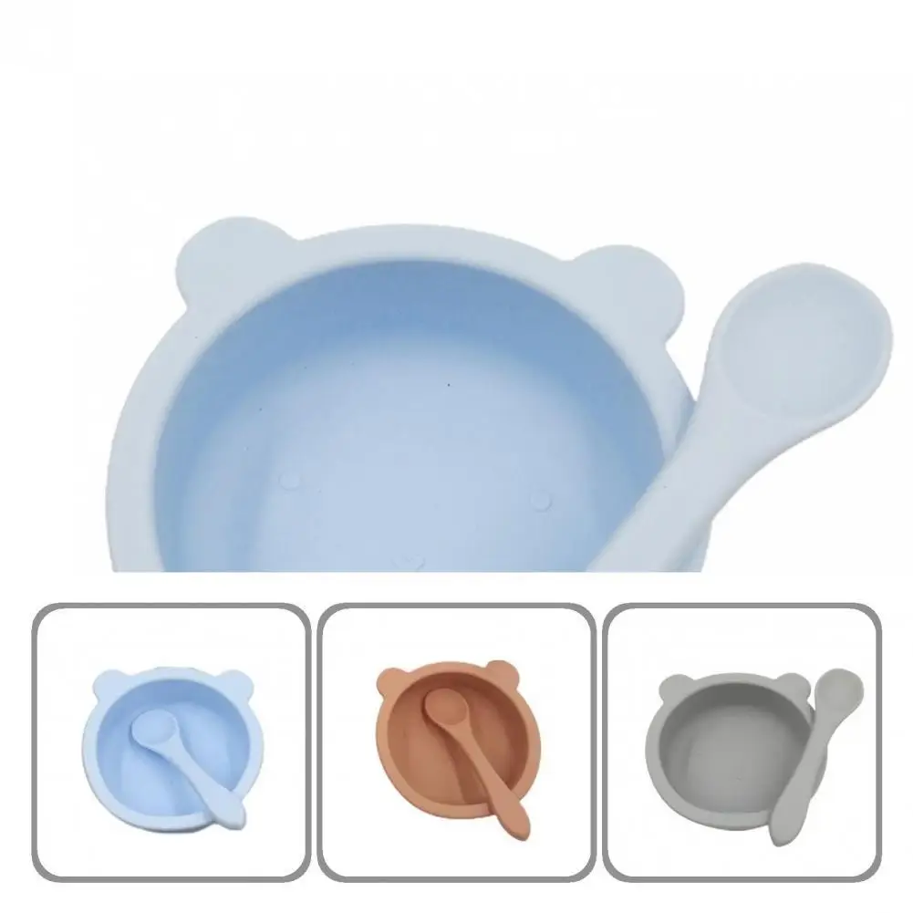 

Durable 1 Set Lovely Baby Silicone Suction Bowl Bear Shape Kids Bowl Adorable for Household