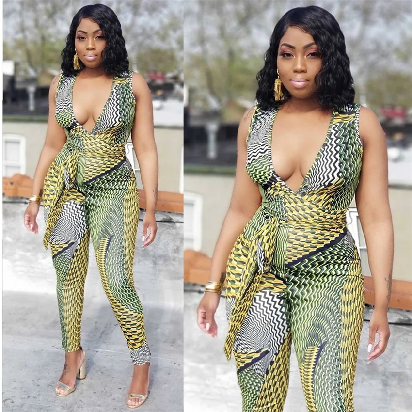Африканская одежда для женщин комбинезон лето 2020 сексуальная танцевальная без