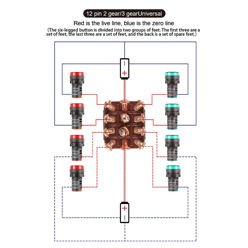 1 шт. 3PDT ON-ON /ON-OFF-ON 9/12Pin 2/3 Postion Screw клеммы переключателя AC 15A250V 10A380V Φ 303 |