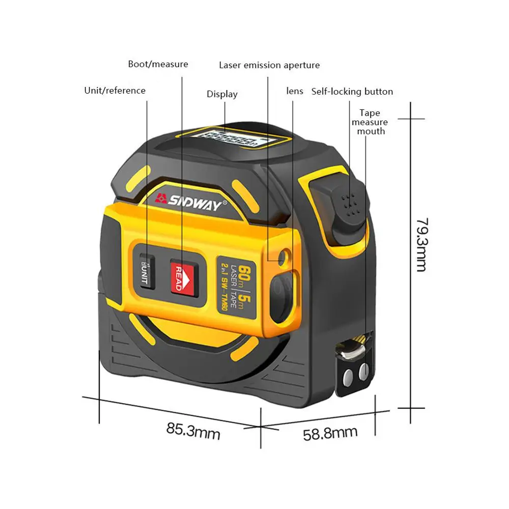 Лазерный дальномер 40 м/60 м ленточный лазерный измеритель расстояния