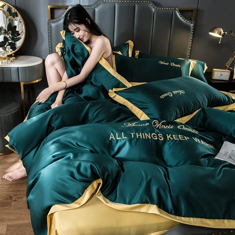 9Style 2/3/4 Pcs Luxury European Style Duvet Cover Set Silk Cotton Bedding Quilt Pillowcase Queen King Size Comforter | Дом и сад