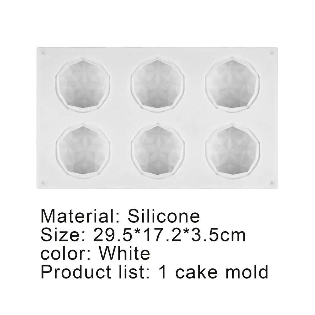 

White Cake Mold DIY Healthy Portable 6 Cavities Cake Fondant Silicone Mold For Home Multi-format Printing Shape Small Fresh Mold
