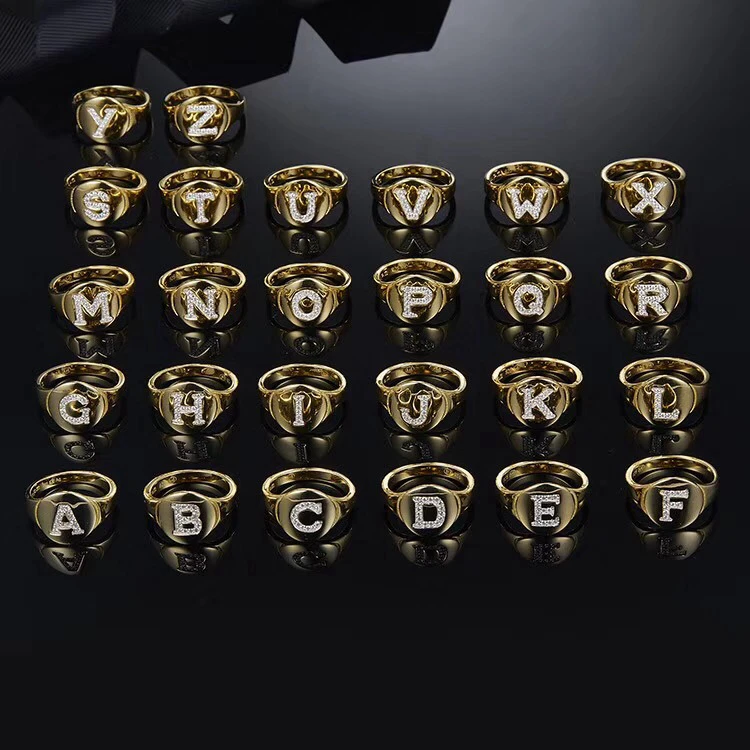 Оригинальные кольца 3A с цирконом выложенные Буквы A B C P Z M кольцо именем для