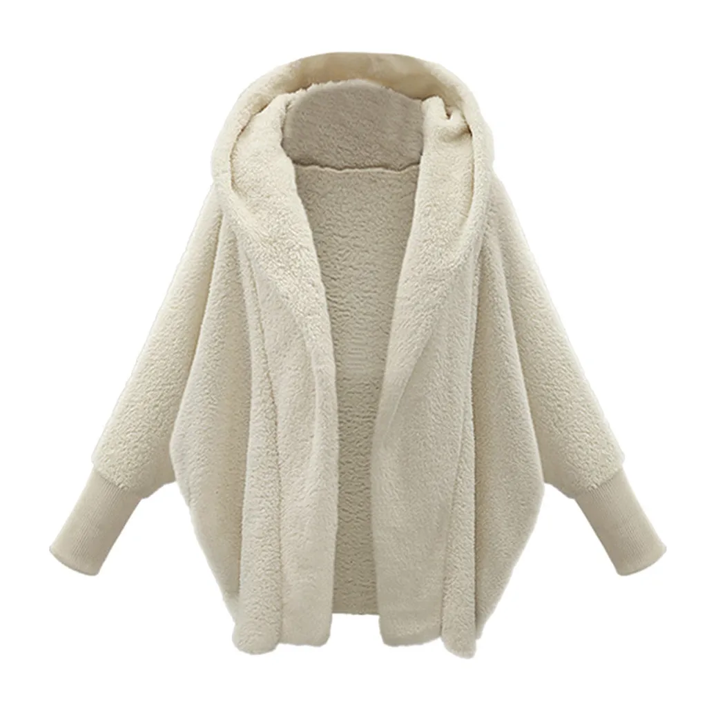 Teddy Bear Coat Jacket Women Fashion Open Stitch Winter Hooded Female Long Sleeve Fuzzy 2019 Hot New | Женская одежда