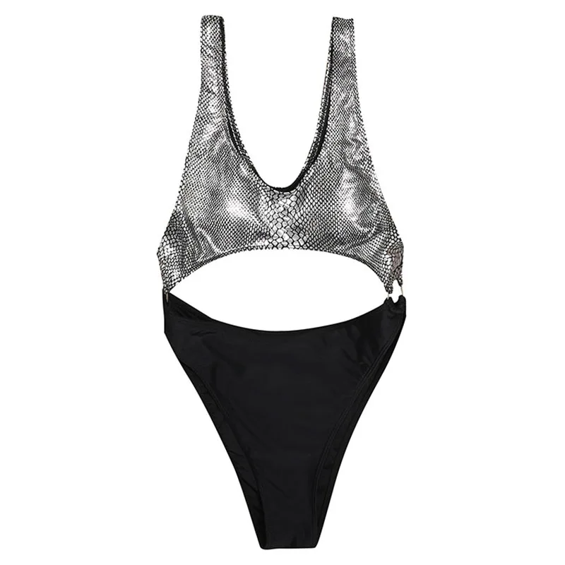 

2021 New Bikini Women's Swimsuit One Piece High Waist New Pattern Serpentine High Waist Sexy Color Matching Triangle Bikini