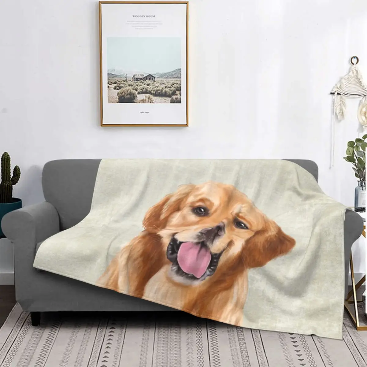 

Mr. Golden Retriever-Manta a cuadros para cama, edredones para cama, doble Manta
