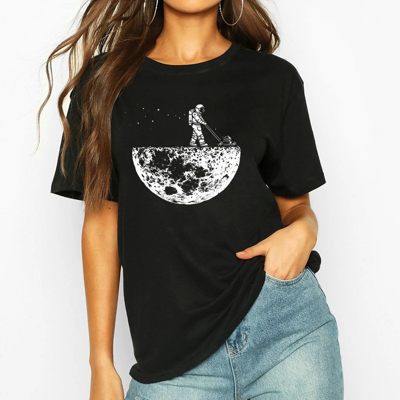 

Lunar Cleaner Graphic Women T-shirt Highquality Harajuku Print Ladies Tees Ullzang Street Style Short Sleeve Casual Loose Tops