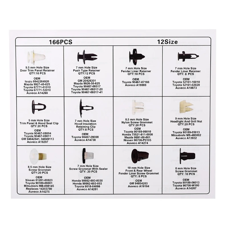 

Автомобильные зажимы 50LC, инструменты для снятия крепежа, ассортимент автомобильных крепежных заклепок, набор заклепок с пластиковым чехло...