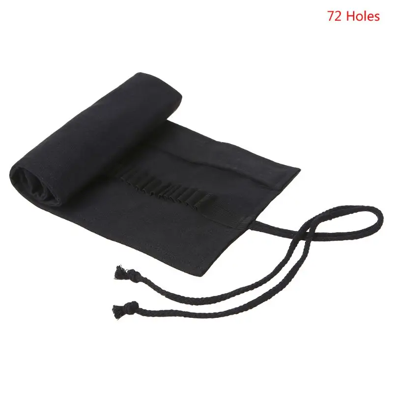 

Черный Цвет школьный Карандаш Чехол ролик 12/24/36/48/72 отверстия Холст Roll Up Макияж пенал из ткани для девочек Канцелярия для мальчиков