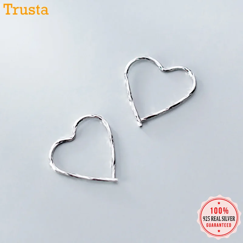 Trustdavis 925 пробы серебряные геометрические серьги-кольца в форме сердца для женщин, модные серебряные серьги-кольца для пирсинга 925, ювелирные изделия DT68