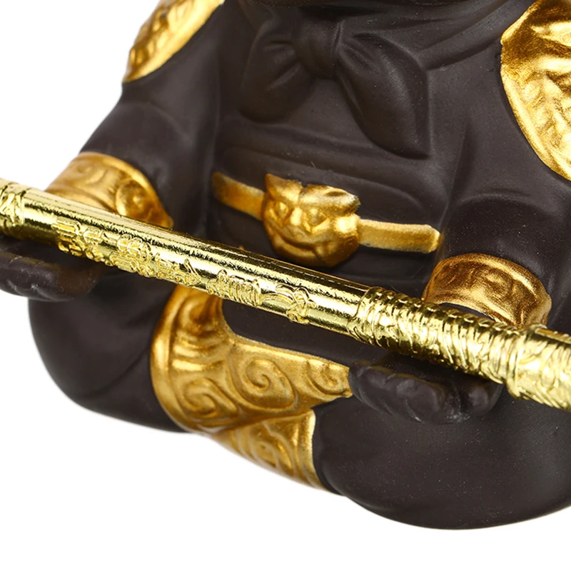 

Chinese Purple Clay Kung Fu Tea Set Tea Pet Monkey King for Home Tea Tray Decoration Tea Tray Sun Wukong Statues Sculptures