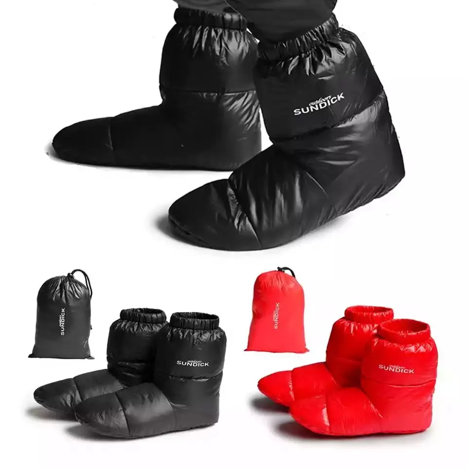 

Unisex Sleeping Bag Accessories Warm Duck Down Shoes Cover Unisex Indoor Slippers for Camping M/L Water Repellent Booties Shoes