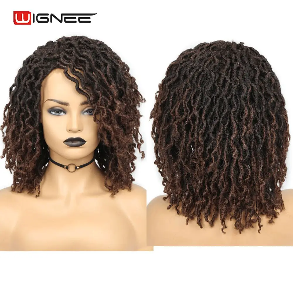 Wignee короткие черные синтетические парики искусственные locs дредлоки для