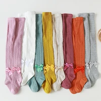 8 colors winter bowknot girls tights for children pantyhose ribbed tights for girls stockings knitted highly elastic pantyhose