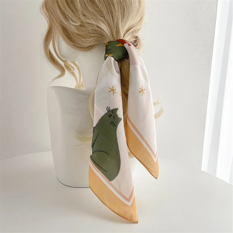 

Lovely Satin Shawl Square Silk Scarf For Women Neckerchief Female Ladies Print Headscarf Head Wraps New Headband Summer Bandana
