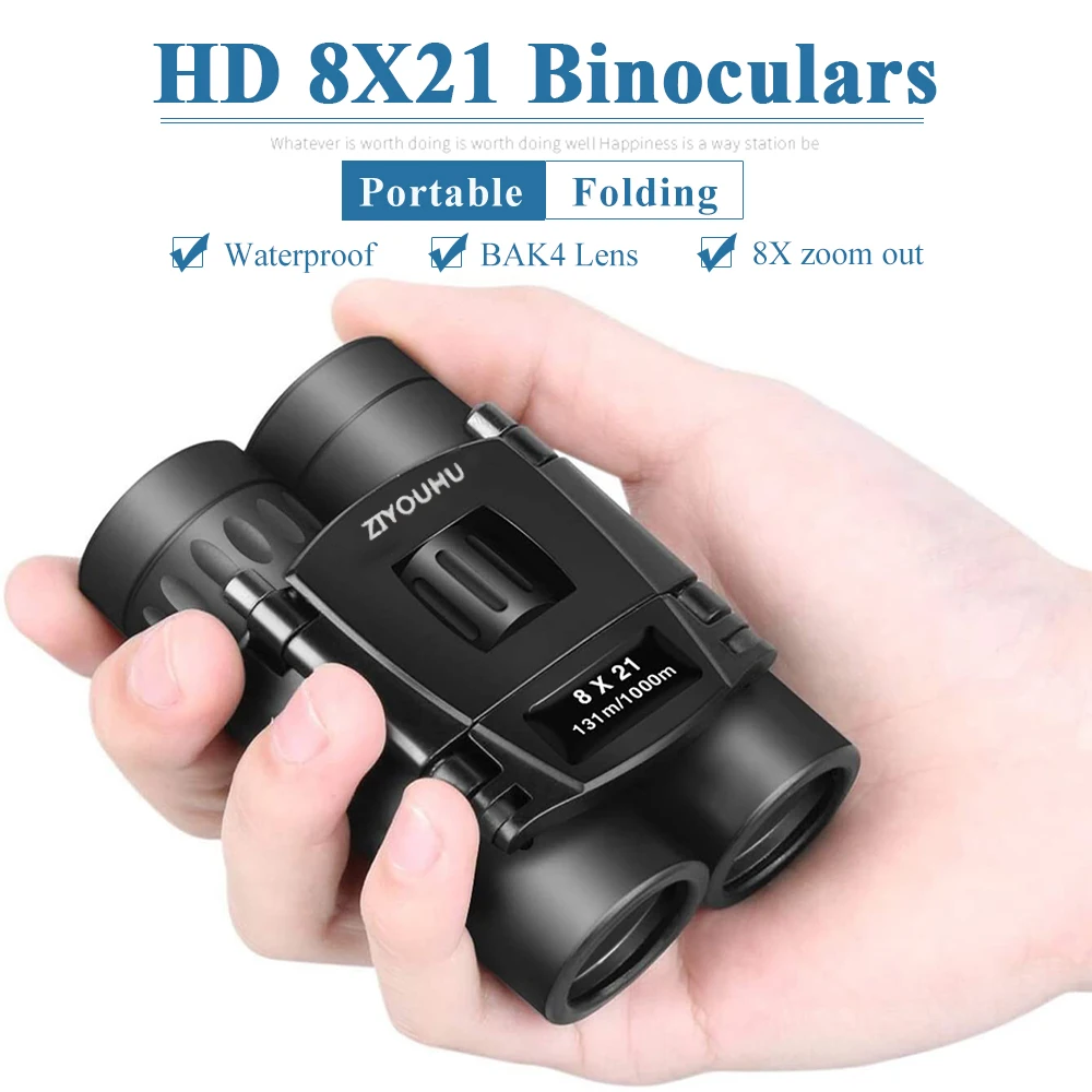 

Optic 8x21 Small Folding Compact Binoculars Concert Theater Opera Mini Pocket Waterproof Binocular Telescope for Travel Hiking