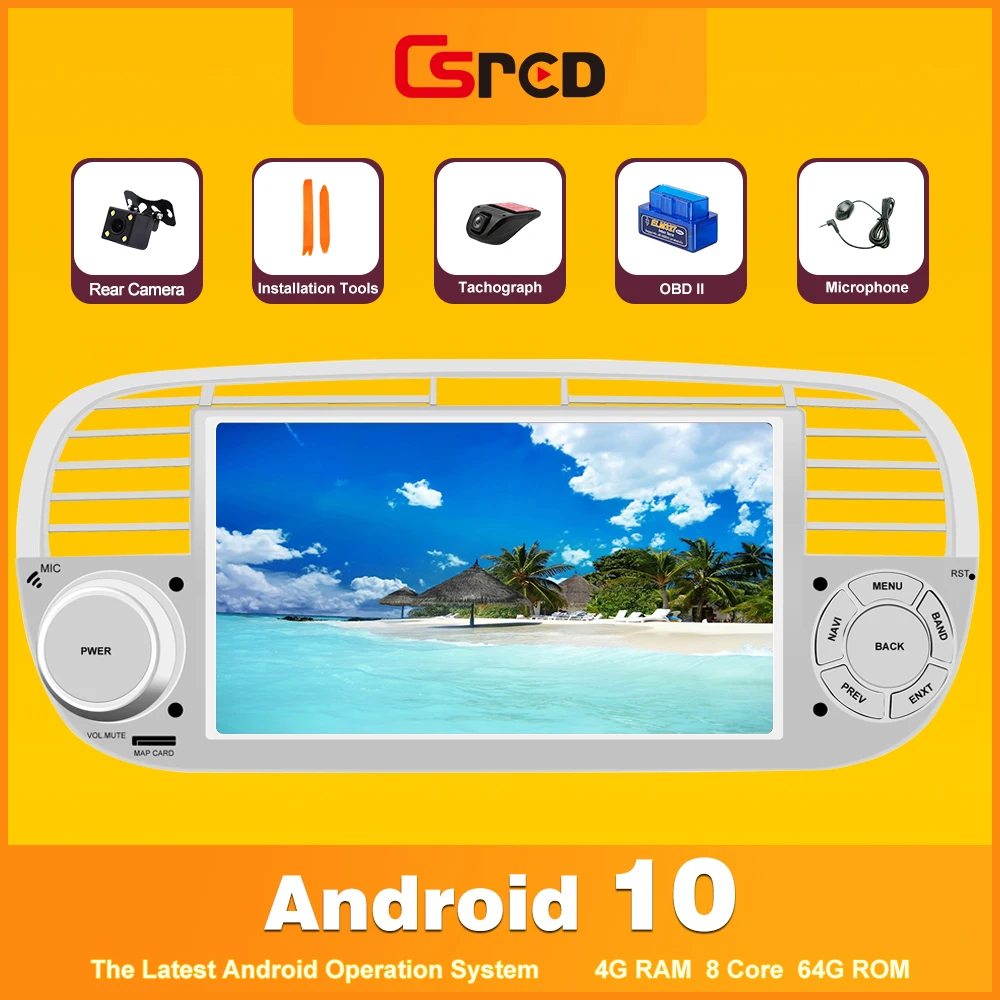 

Csred Android 10 авто радио для Fiat 500 2009-2015 GPS навигация автомобильный мультимедийный плеер стерео головное устройство