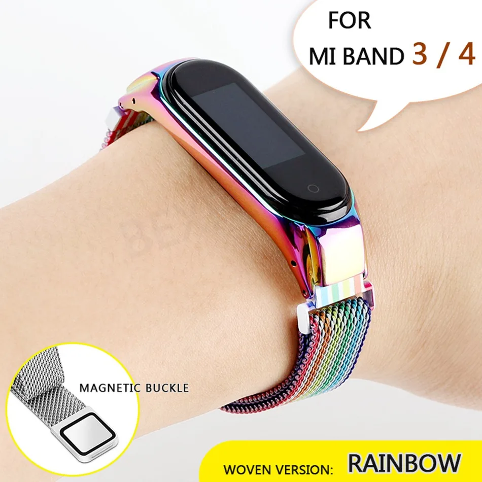 017ZR Протектор/браслет mi band 3 4 ремешок для Xiaomi mi band 4 3 ремешок/браслет для mi Band 4 3 ремешок металлические ремни из нержавеющей стали - Цвет: 017ZR