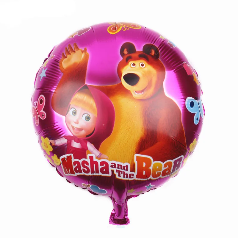 Balloon-2-1pcs Футболки с изображением героев мультфильма «Маша и Медведь», тема бумажный стаканчик, тарелка флаг соломенная шляпа Дети пользу День рождения украшения поставки одноразовая посуда - Цвет: Balloon-2-1pcs