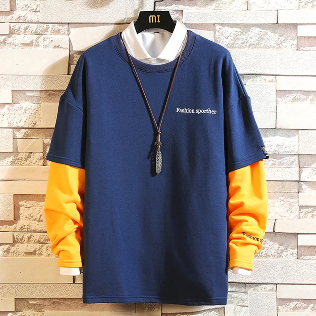 Новинка 2019 Мужская модная куртка из двух предметов удобная толстовка с круглым