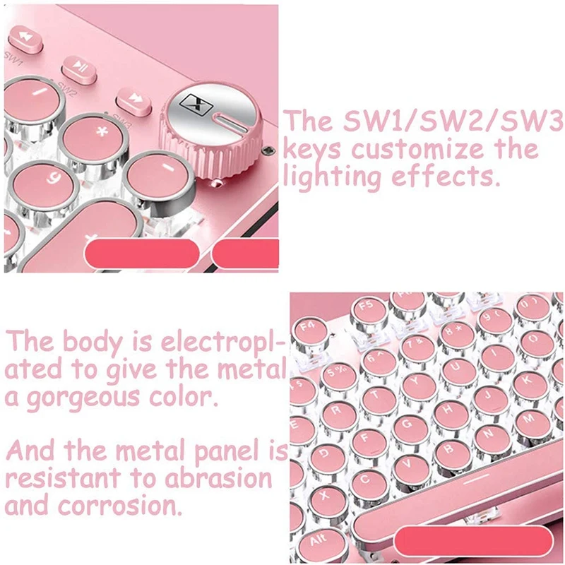 Игровая клавиатура в стиле ретро панк проводная USB для ПК ноутбука настольного